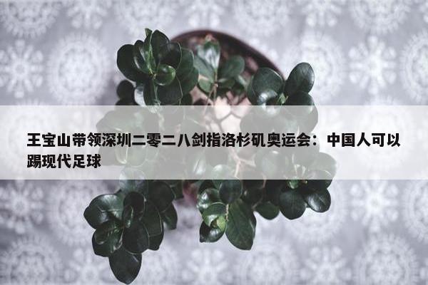 王宝山带领深圳二零二八剑指洛杉矶奥运会：中国人可以踢现代足球