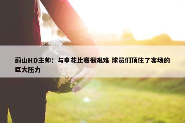 蔚山HD主帅：与申花比赛很艰难 球员们顶住了客场的巨大压力