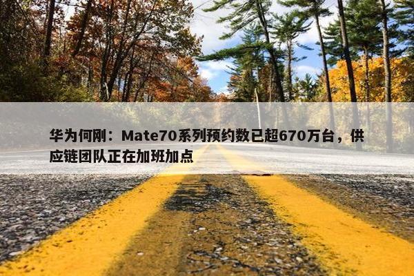 华为何刚：Mate70系列预约数已超670万台，供应链团队正在加班加点