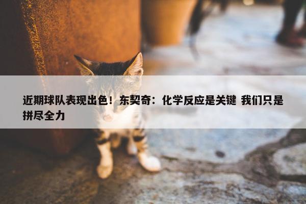 近期球队表现出色！东契奇：化学反应是关键 我们只是拼尽全力