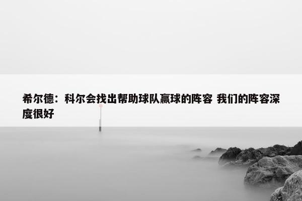 希尔德：科尔会找出帮助球队赢球的阵容 我们的阵容深度很好