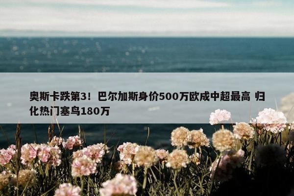 奥斯卡跌第3！巴尔加斯身价500万欧成中超最高 归化热门塞鸟180万