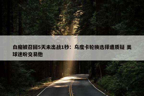 白魔被召回5天未出战1秒：乌度卡轮换选择遭质疑 美球迷盼交易他