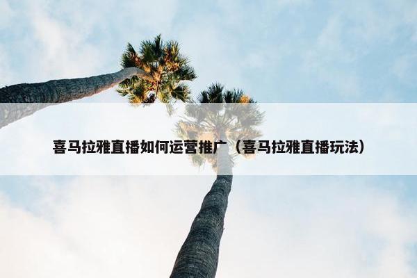 喜马拉雅直播如何运营推广（喜马拉雅直播玩法）