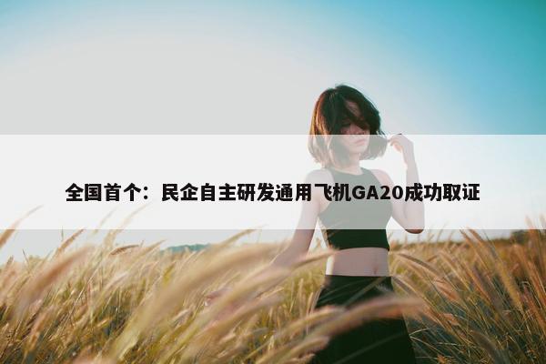 全国首个：民企自主研发通用飞机GA20成功取证