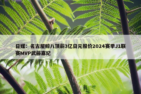 日媒：名古屋鲸八顶薪3亿日元报价2024赛季J1联赛MVP武藤嘉纪