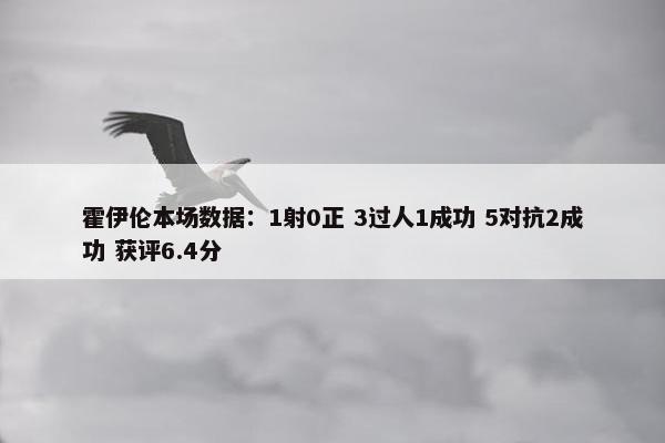 霍伊伦本场数据：1射0正 3过人1成功 5对抗2成功 获评6.4分