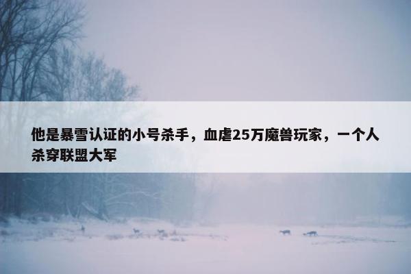 他是暴雪认证的小号杀手，血虐25万魔兽玩家，一个人杀穿联盟大军