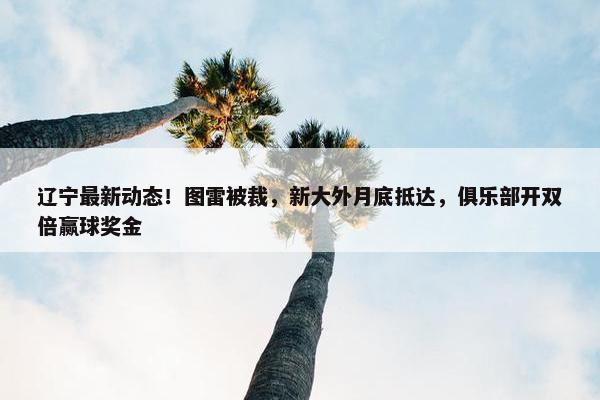 辽宁最新动态！图雷被裁，新大外月底抵达，俱乐部开双倍赢球奖金