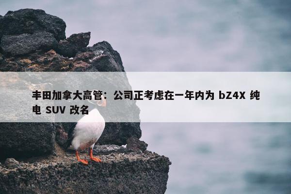 丰田加拿大高管：公司正考虑在一年内为 bZ4X 纯电 SUV 改名