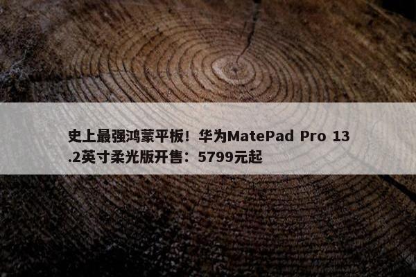 史上最强鸿蒙平板！华为MatePad Pro 13.2英寸柔光版开售：5799元起