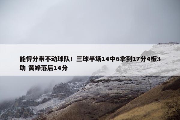 能得分带不动球队！三球半场14中6拿到17分4板3助 黄蜂落后14分