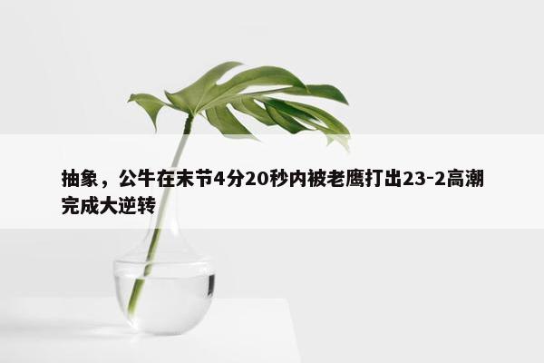 抽象，公牛在末节4分20秒内被老鹰打出23-2高潮完成大逆转