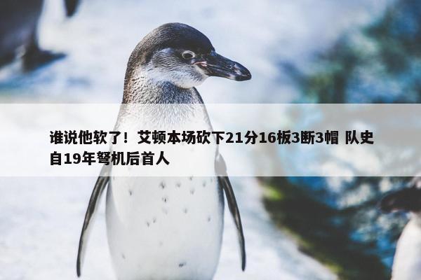 谁说他软了！艾顿本场砍下21分16板3断3帽 队史自19年弩机后首人