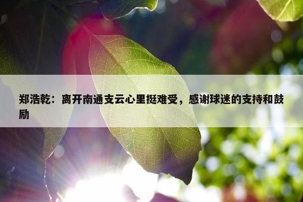 郑浩乾：离开南通支云心里挺难受，感谢球迷的支持和鼓励