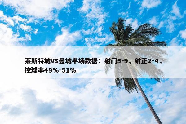 莱斯特城VS曼城半场数据：射门5-9，射正2-4，控球率49%-51%