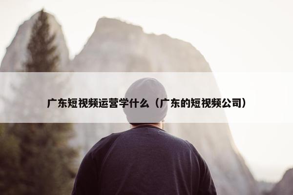 广东短视频运营学什么（广东的短视频公司）