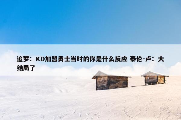 追梦：KD加盟勇士当时的你是什么反应 泰伦-卢：大结局了