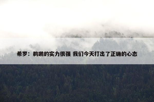 希罗：鹈鹕的实力很强 我们今天打出了正确的心态