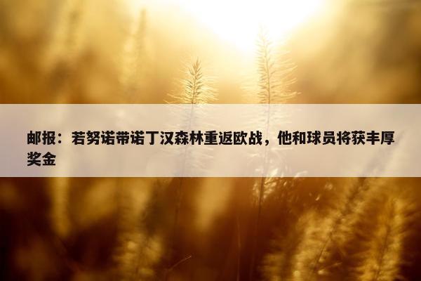 邮报：若努诺带诺丁汉森林重返欧战，他和球员将获丰厚奖金