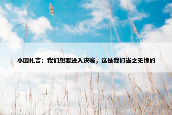 小因扎吉：我们想要进入决赛，这是我们当之无愧的