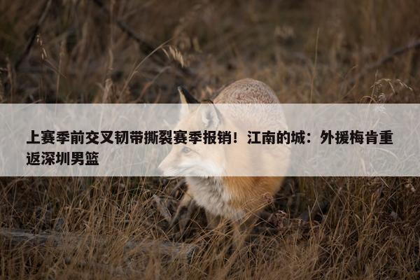 上赛季前交叉韧带撕裂赛季报销！江南的城：外援梅肯重返深圳男篮