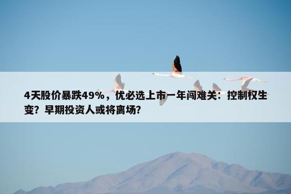 4天股价暴跌49%，优必选上市一年闯难关：控制权生变？早期投资人或将离场？