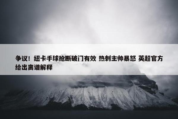 争议！纽卡手球抢断破门有效 热刺主帅暴怒 英超官方给出离谱解释