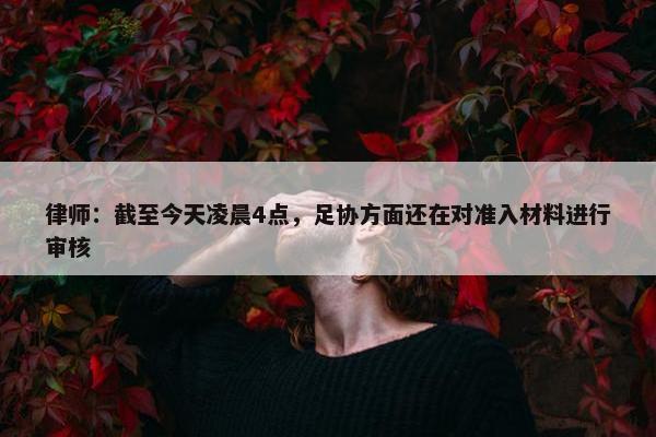 律师：截至今天凌晨4点，足协方面还在对准入材料进行审核