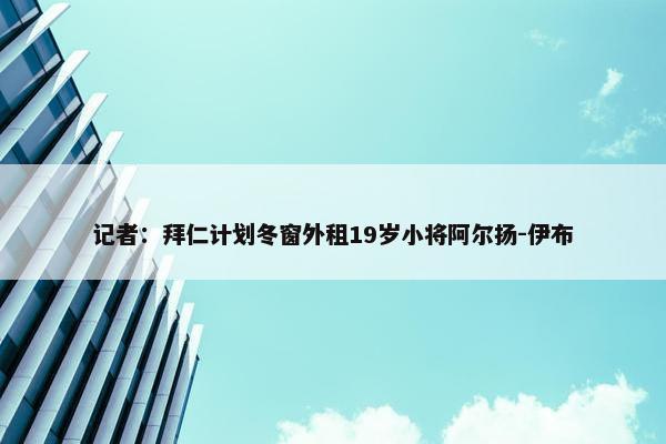 记者：拜仁计划冬窗外租19岁小将阿尔扬-伊布