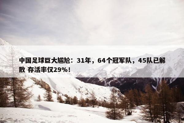 中国足球巨大尴尬：31年，64个冠军队，45队已解散 存活率仅29%！