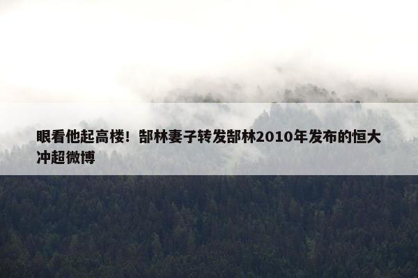 眼看他起高楼！郜林妻子转发郜林2010年发布的恒大冲超微博