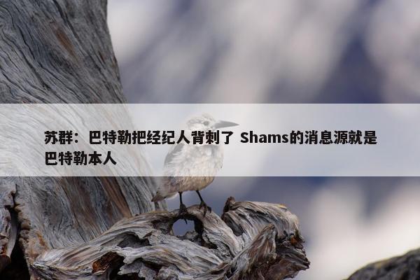 苏群：巴特勒把经纪人背刺了 Shams的消息源就是巴特勒本人