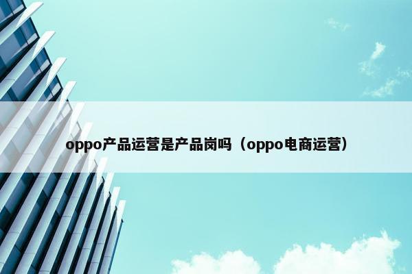 oppo产品运营是产品岗吗（oppo电商运营）