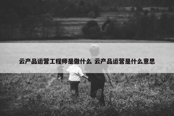 云产品运营工程师是做什么 云产品运营是什么意思