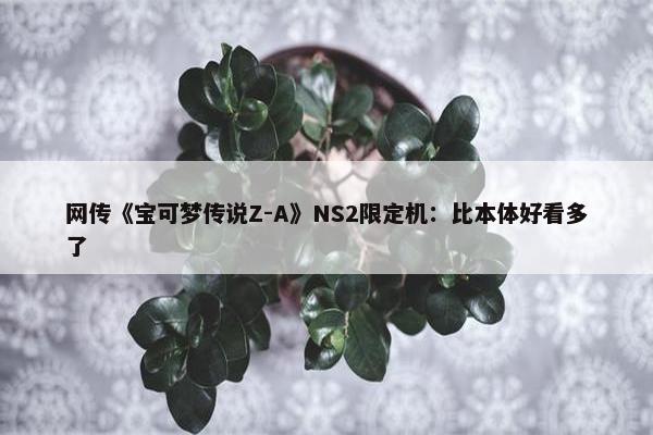 网传《宝可梦传说Z-A》NS2限定机：比本体好看多了