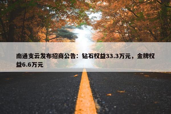 南通支云发布招商公告：钻石权益33.3万元，金牌权益6.6万元