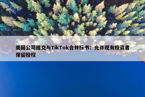 美国公司提交与TikTok合并标书：允许现有投资者保留股权