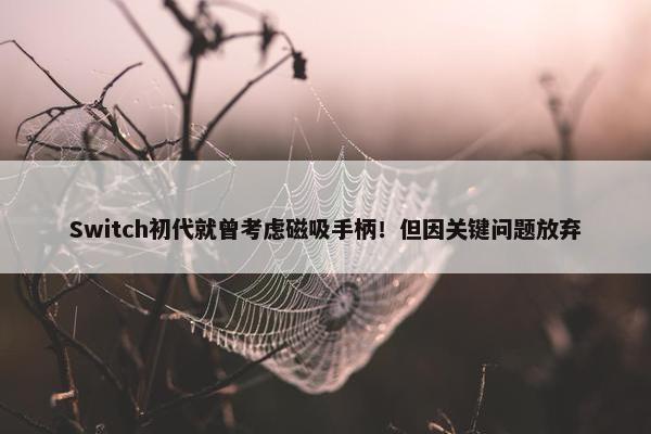 Switch初代就曾考虑磁吸手柄！但因关键问题放弃