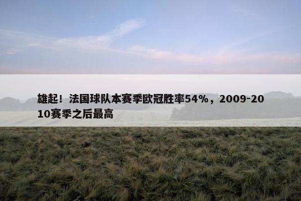 雄起！法国球队本赛季欧冠胜率54%，2009-2010赛季之后最高